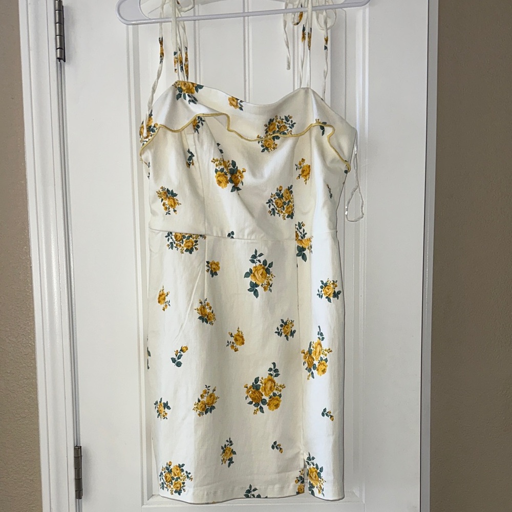 Trixxi White and Yellow Floral Mini Dress